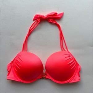 Victoria's Secret Bombshell push-up bikini top 34 C neon coral color